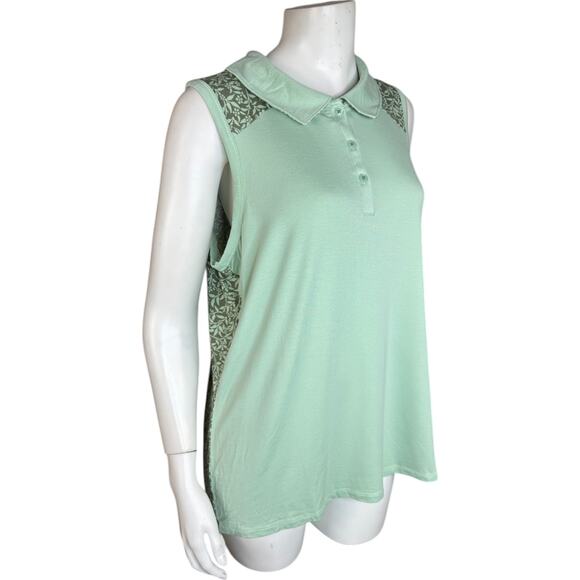 Zuda Rayon Span Print Mix Golf Tank Soft Mint Large NWOT Sleeveless Collar - Picture 10 of 13